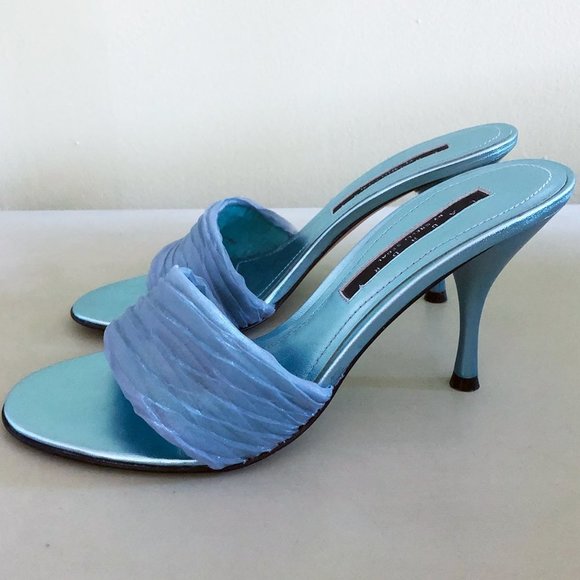 Zappos / Shelli Segal Blue Metallic Sandal 7 NEW - Picture 2 of 5